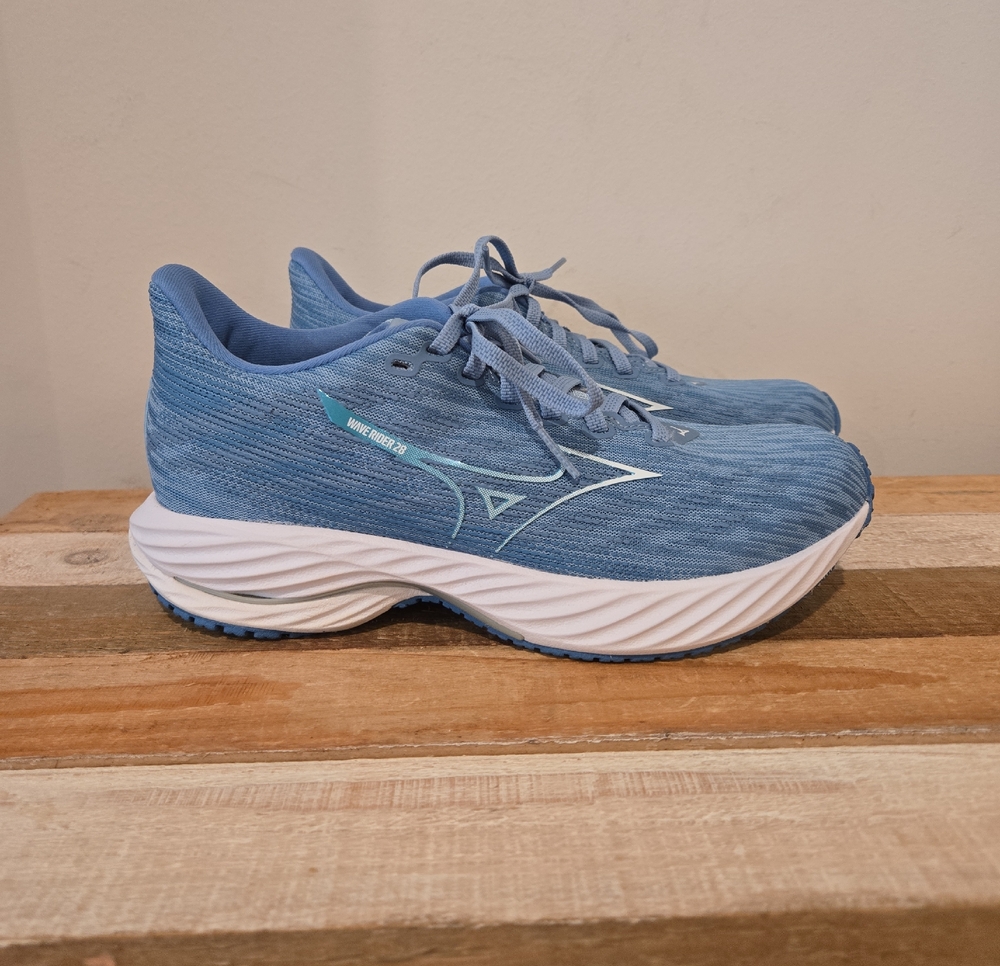 Mizuno Wave Rider 28 Glacier Lake/White Women's Sz 8 Running Shoe